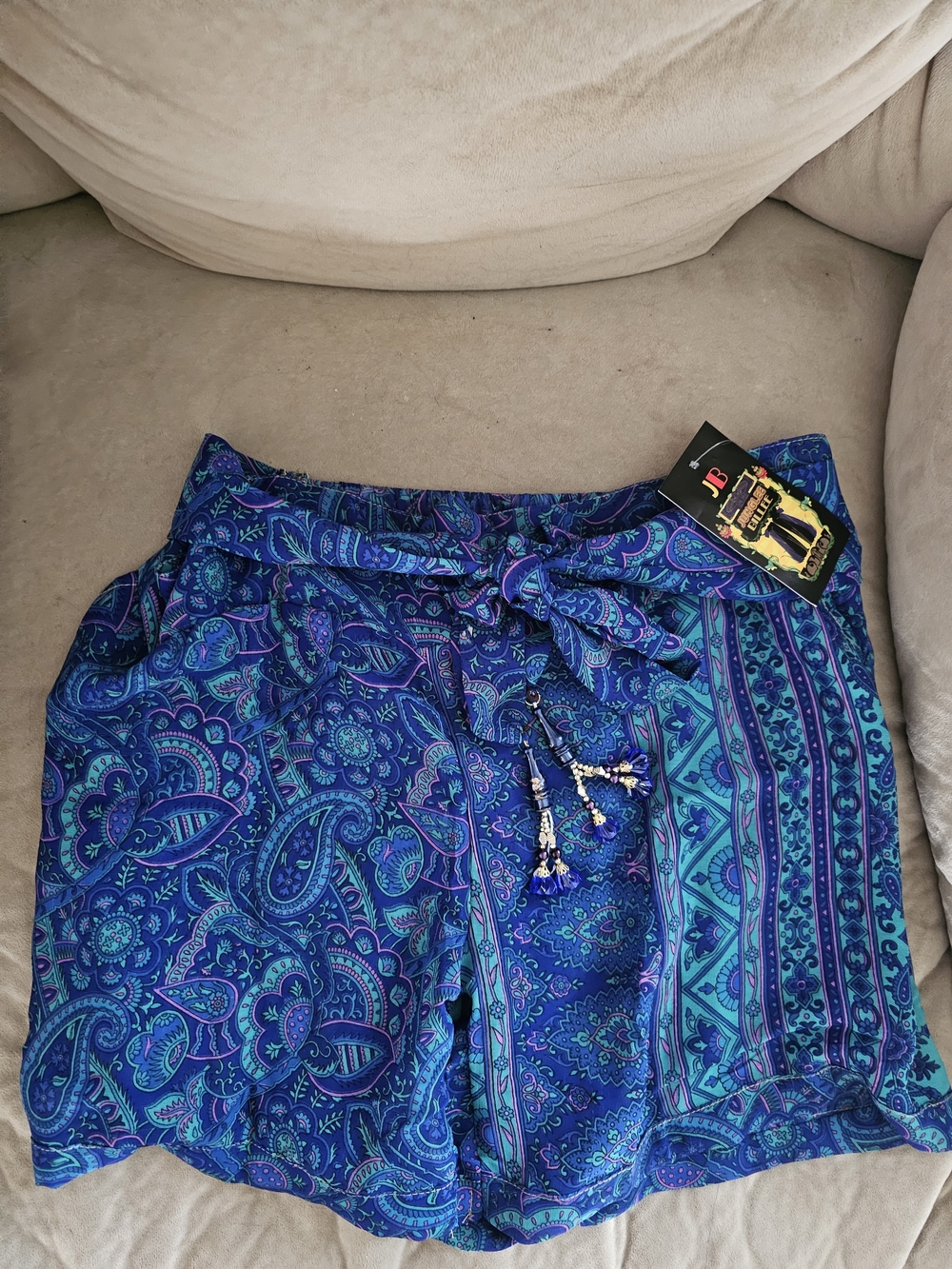 Boho Paisley Blue Tile Print Shorts Junglee Billee